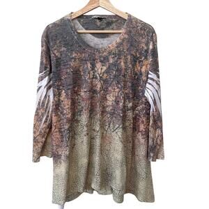 Vintage Jess & Jane Women's Oak Print Boho Artsy Mineral Top Size XL